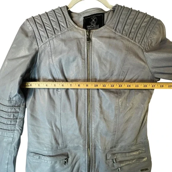 Rino & Pelle Abigail Leather Jacket Women's 40 Lavender Moto Zip‎ Lambskin READ